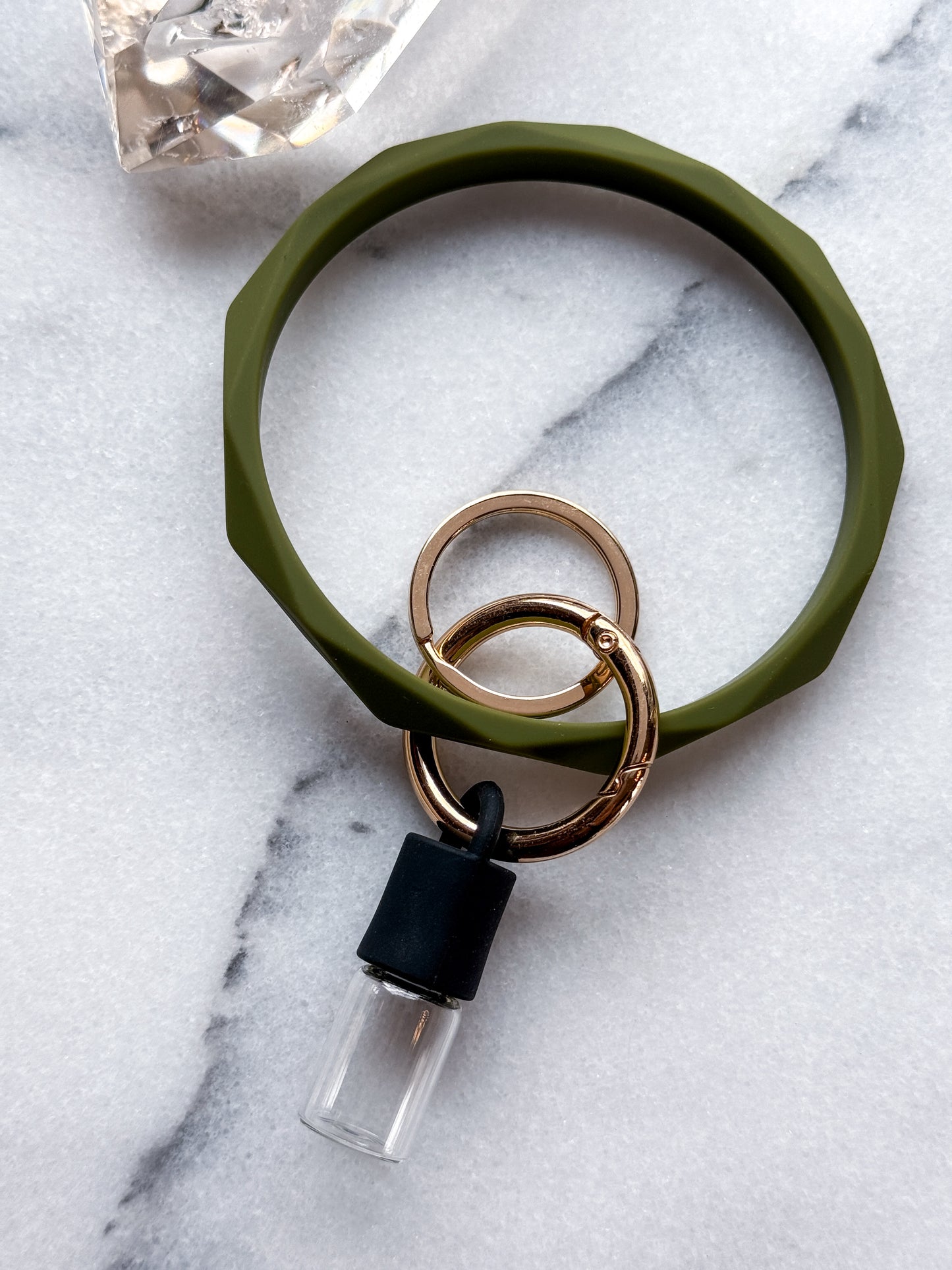 Essential Oil Keychain with Rollerball - Black + Forest Green