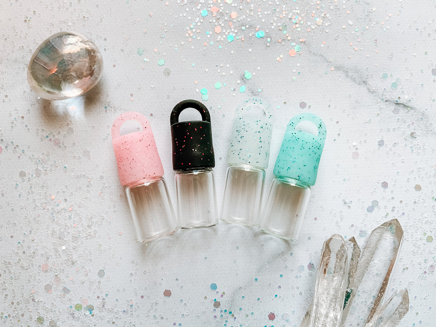 Glitter Essential Oil Rollerball Necklace Set