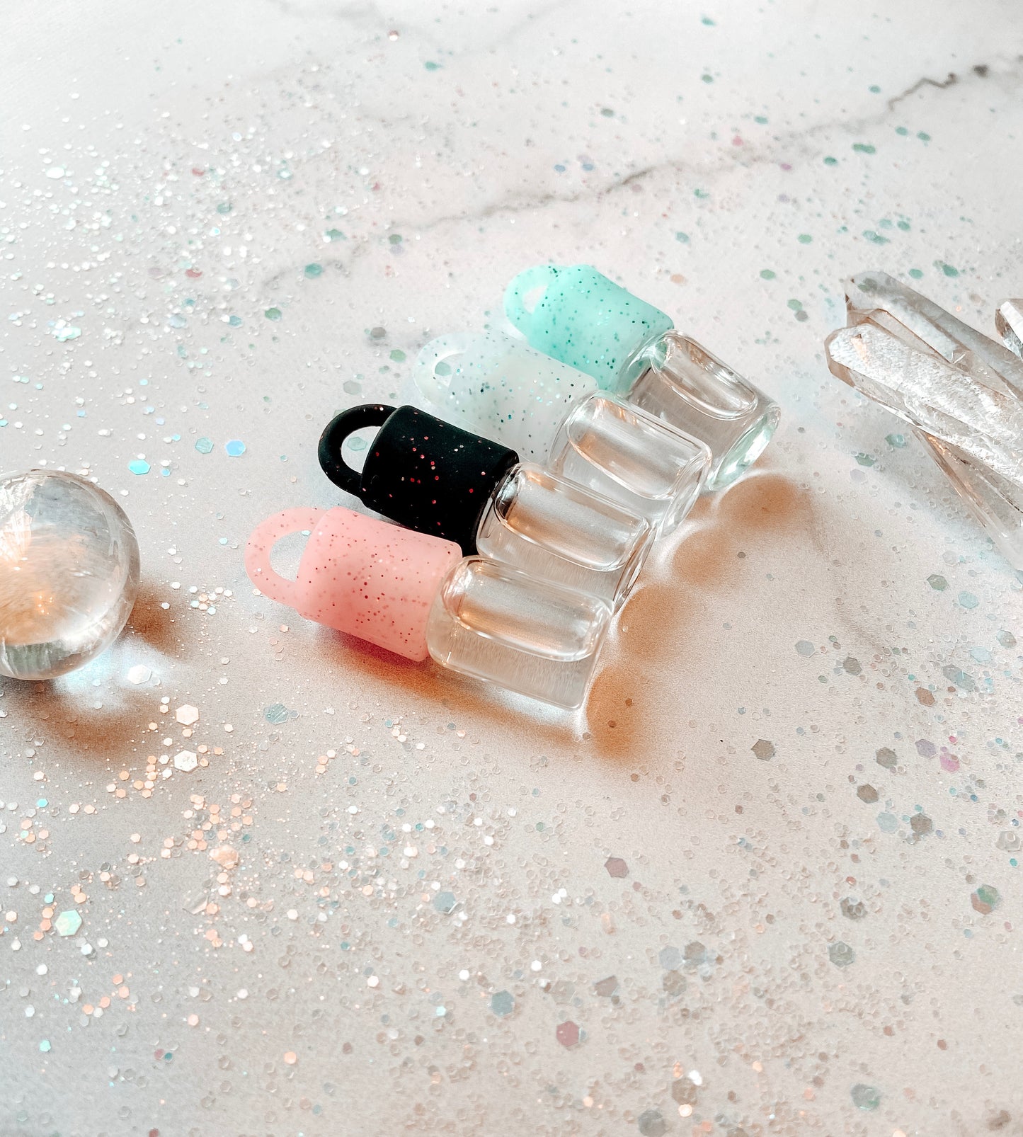 Glitter Essential Oil Rollerball Necklace Set